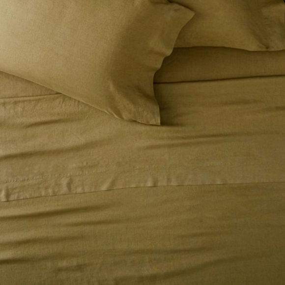 ❤️BUY 2 GET 1 FREE West Elm European Flax Linen Sheet Set,Cedar - Picture 1 of 10